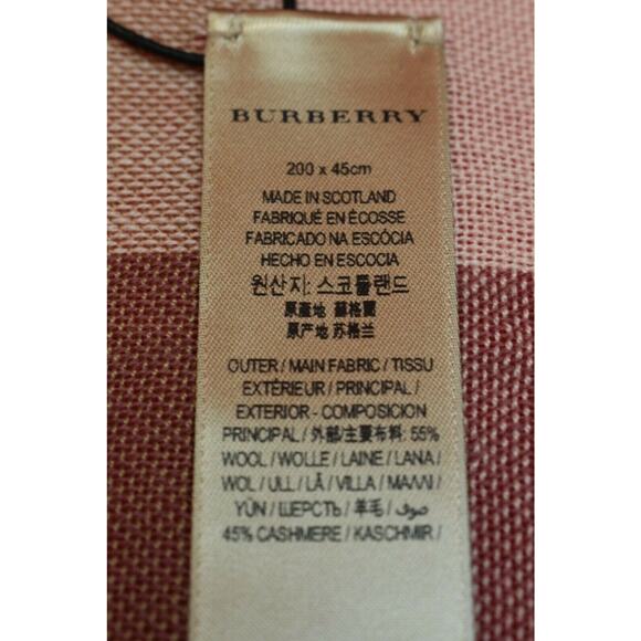 NWT BURBERRY TONAL PINK WOOL CASHMERE NOVA CHECK LIGHTWEIGHT SCARF 18X80 200X45 - Picture 11 of 12